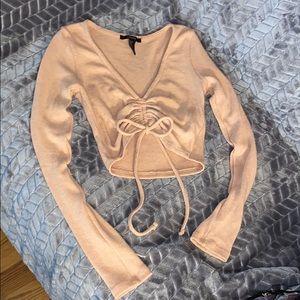 Forever 21 Tie Front Crop Top Sweater
